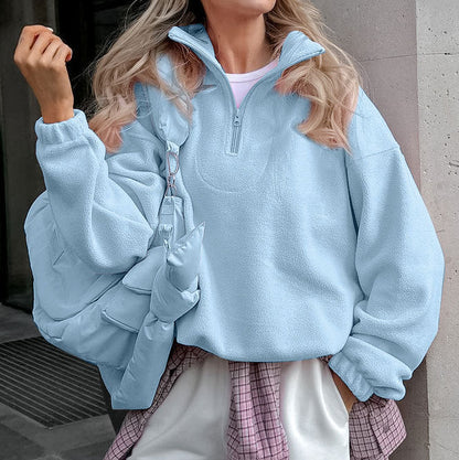 Sweatshirt en polaire berbère à pull ample pour femmes