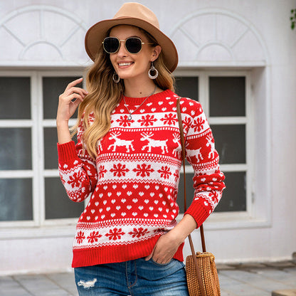 Pull-over de Noël à flocons de neige pour femmes