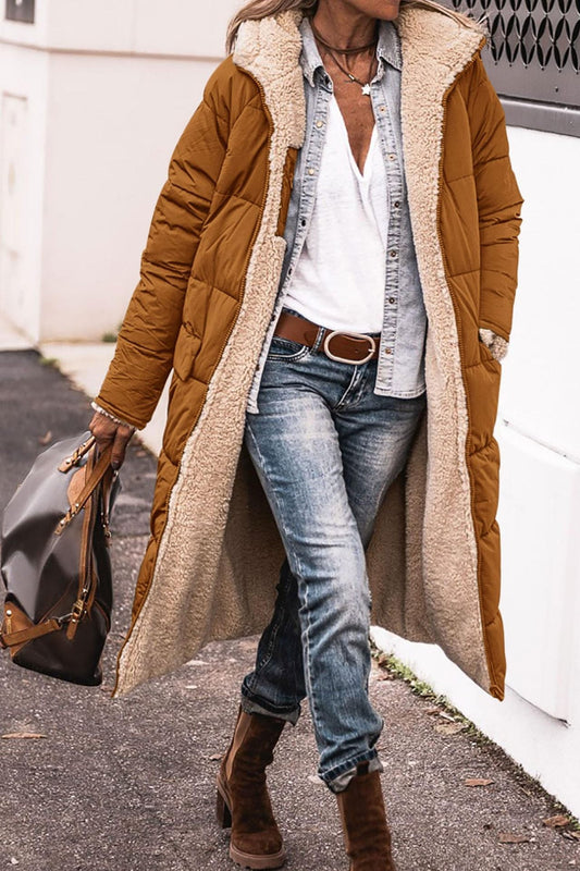 Manteau d'Hiver Long à Capuche pour Femme
