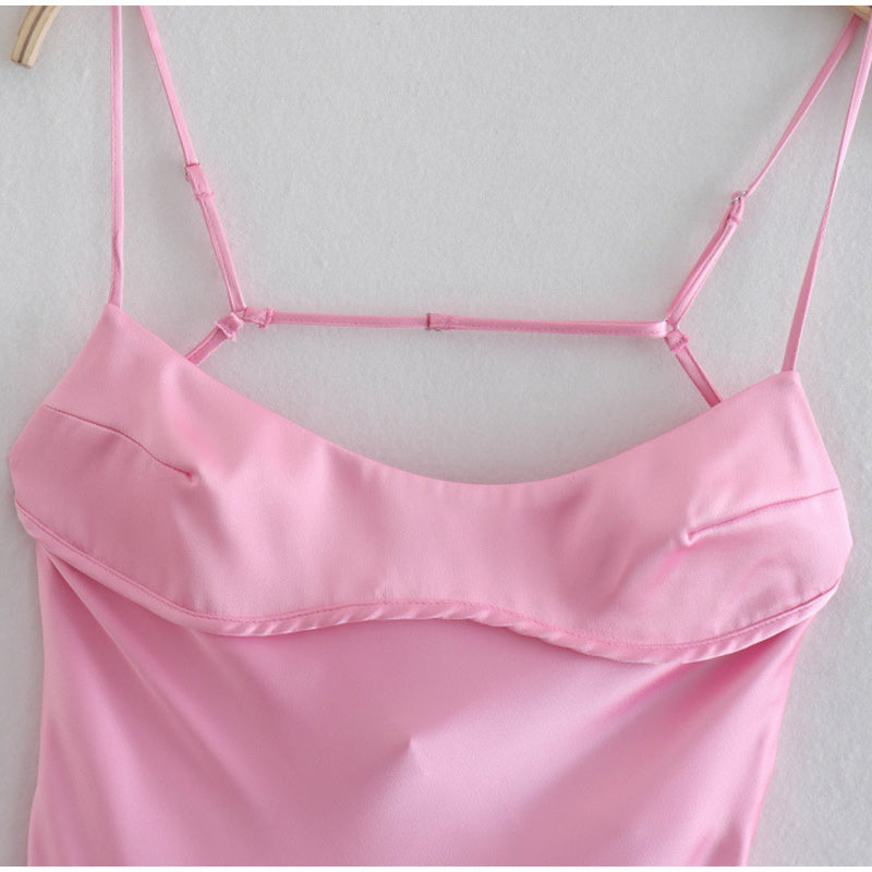 Robe Longue Satinée Femme Élégante Sans Manches pour Événements Estivaux