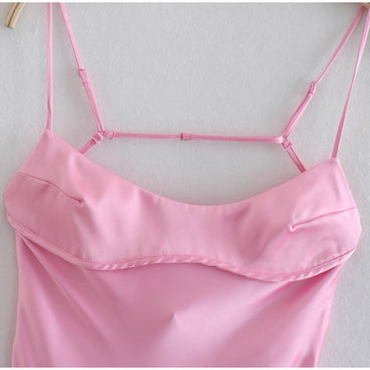 Robe Longue Satinée Femme Élégante Sans Manches pour Événements Estivaux