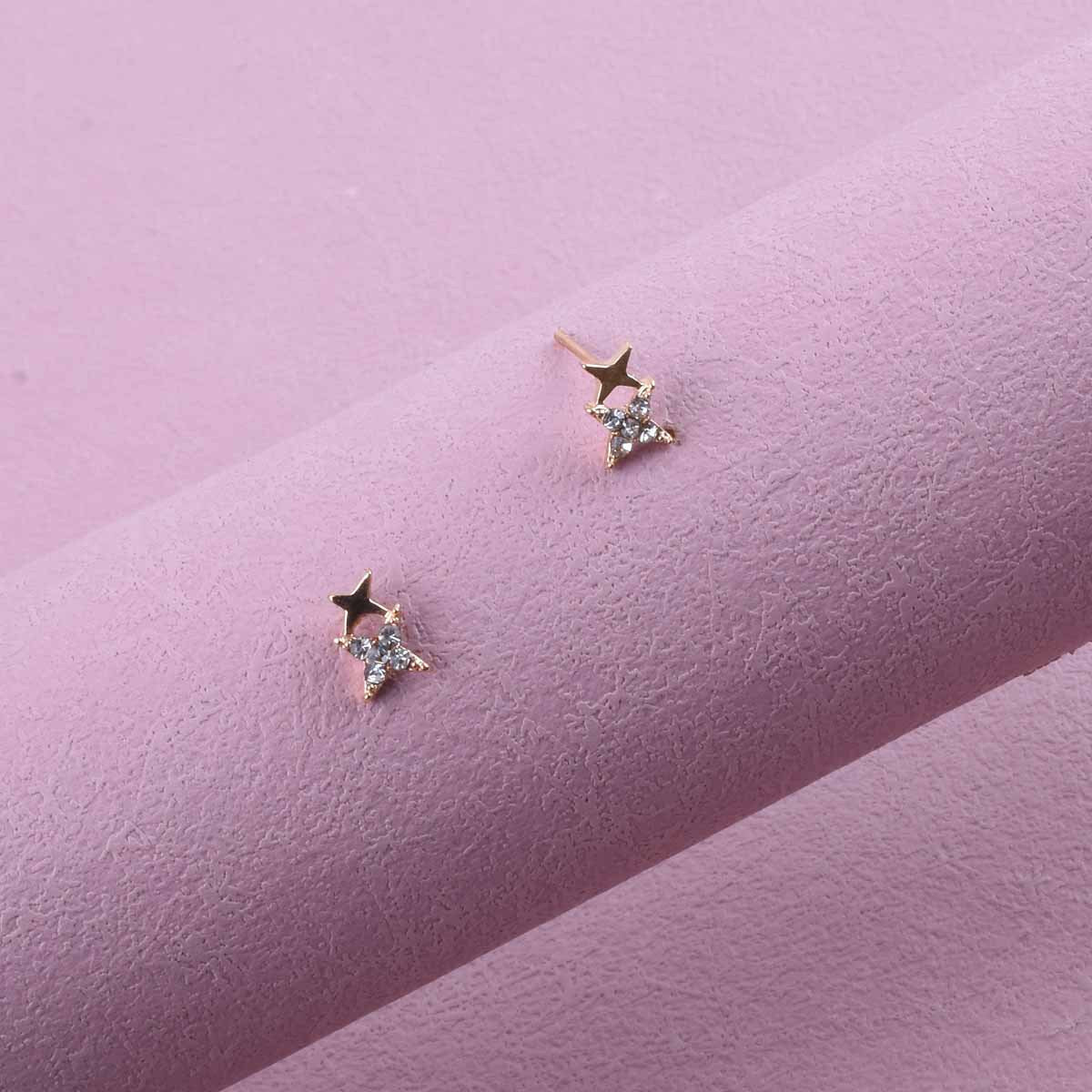 Boucles d'Oreilles Étoile en Argent et Or