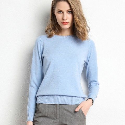 Nouveau pull femme pull en tricot col rond chemisier basique