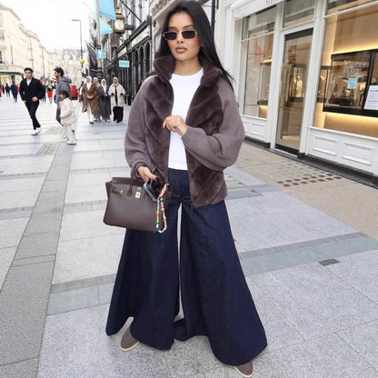 Veste courte à fermeture éclair polyvalente et décontractée