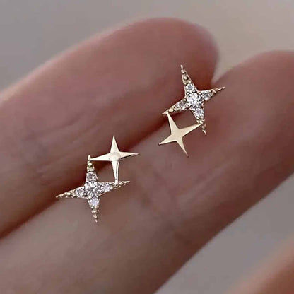 Boucles d'Oreilles Étoile en Argent et Or