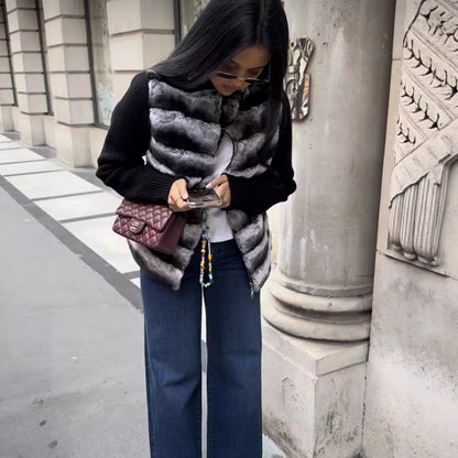 Veste courte à fermeture éclair polyvalente et décontractée