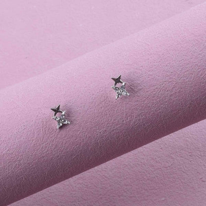 Boucles d'Oreilles Étoile en Argent et Or