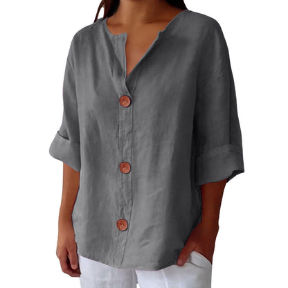 Chemise élégante à col en V et manches longues