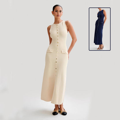 Robe sans manches en maille élégante , mode mince