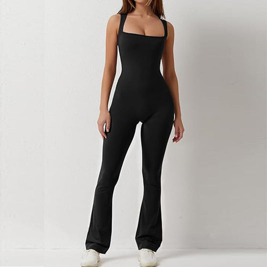 Combinaison de sport - couleur unie, pantalon de yoga évasé sans couture