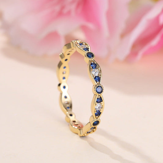 Bague Luxe Femme - Diamant et Saphir Bleu