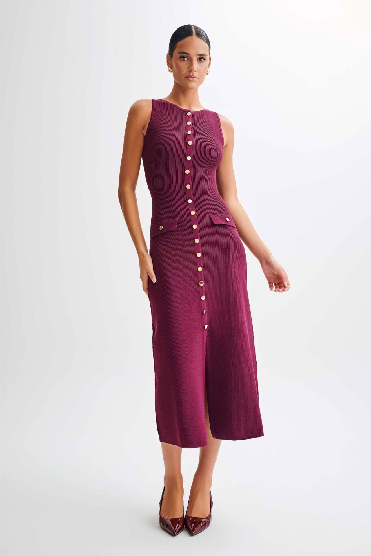 Robe Tricot Longue Élégante Sans Manches