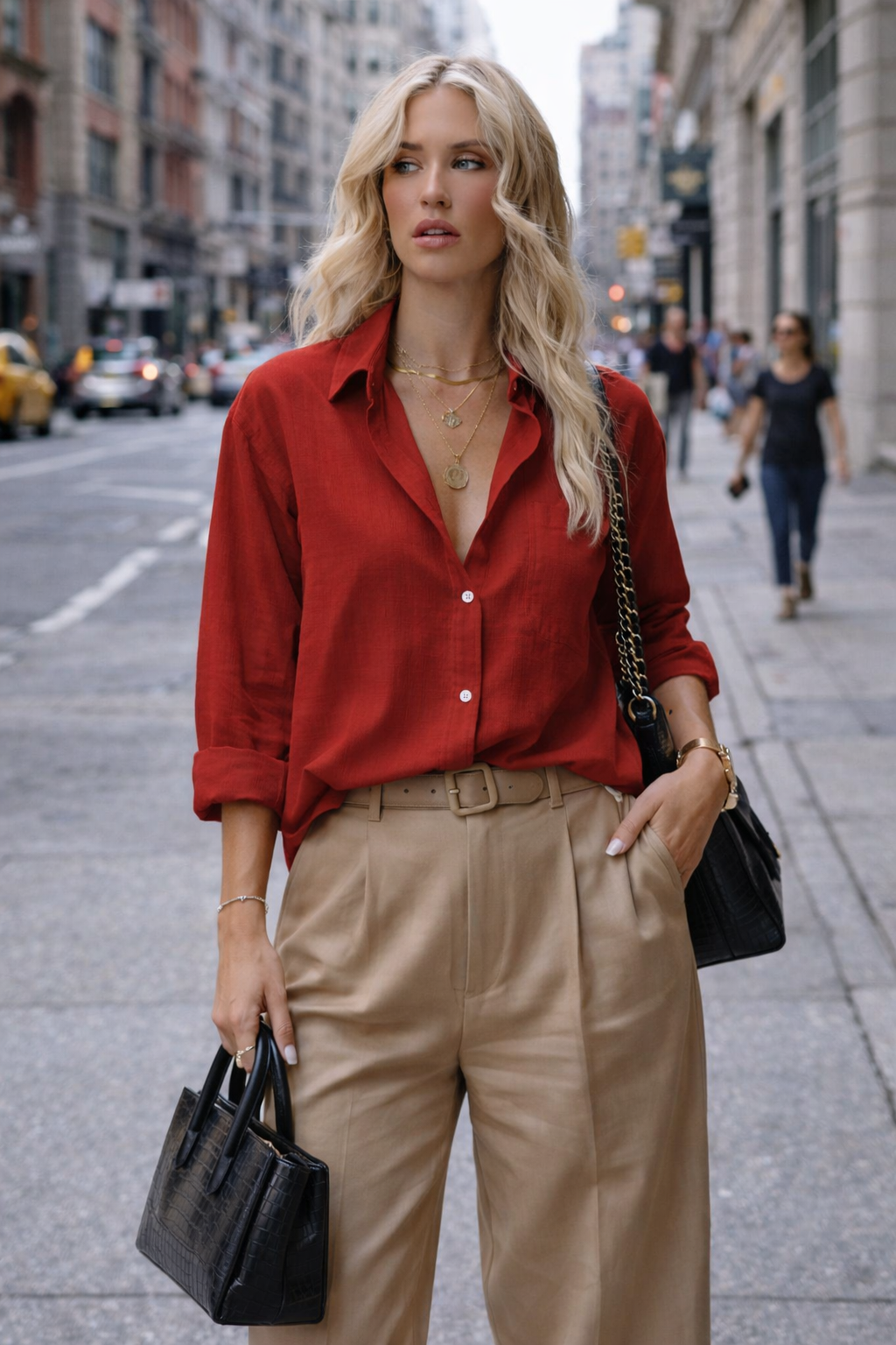 Chemise élégante en coton et lin à manches longues pour femmes