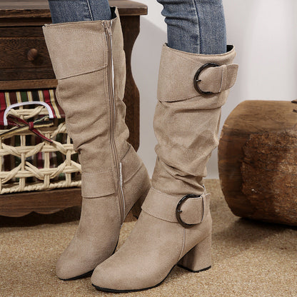 Bottes mi-mollet à talon épais