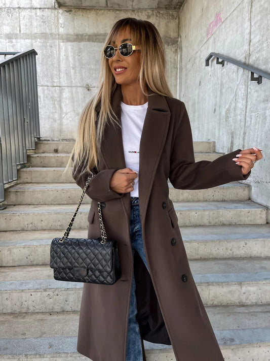 Manteau d'hiver à col cranté pour femmes