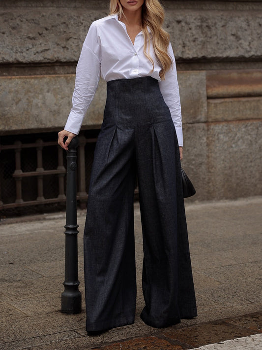 Jean large taille haute