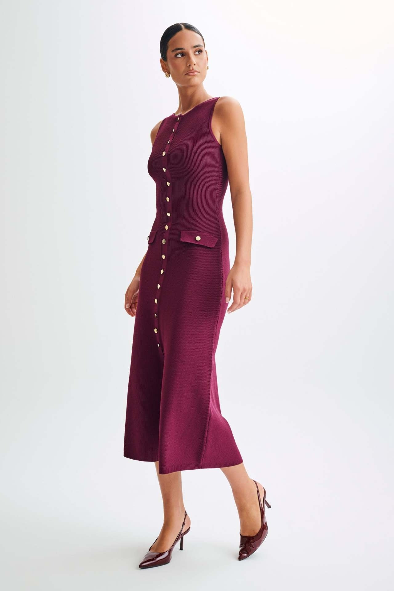 Robe Tricot Longue Élégante Sans Manches