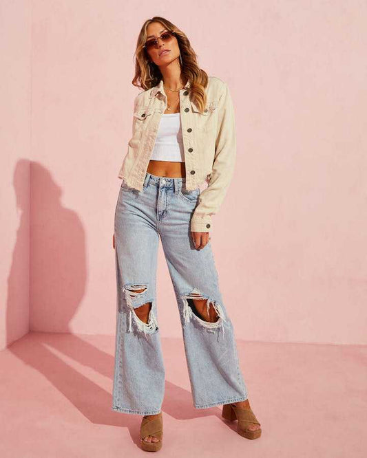 Jeans Slim Fit Effilochés pour Femmes Élégantes