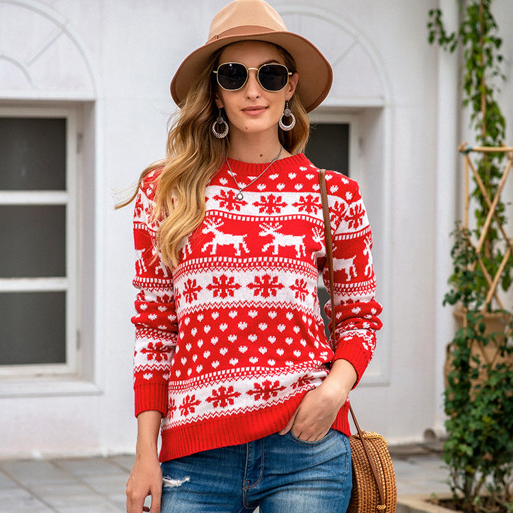 Pull-over de Noël à flocons de neige pour femmes
