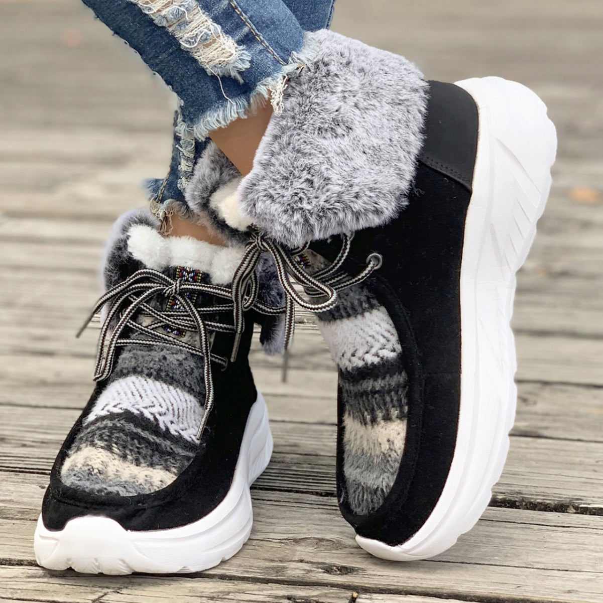 Bottes d'Hiver Femme en Fourrure
