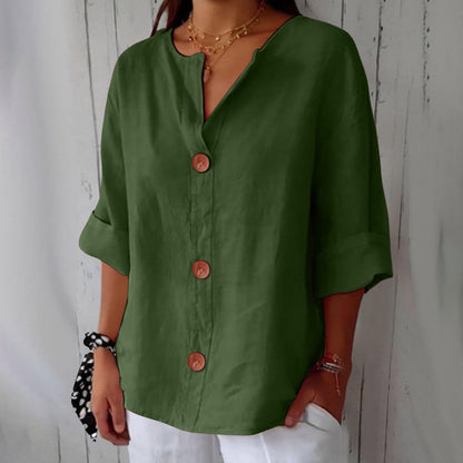 Chemise élégante à col en V et manches longues