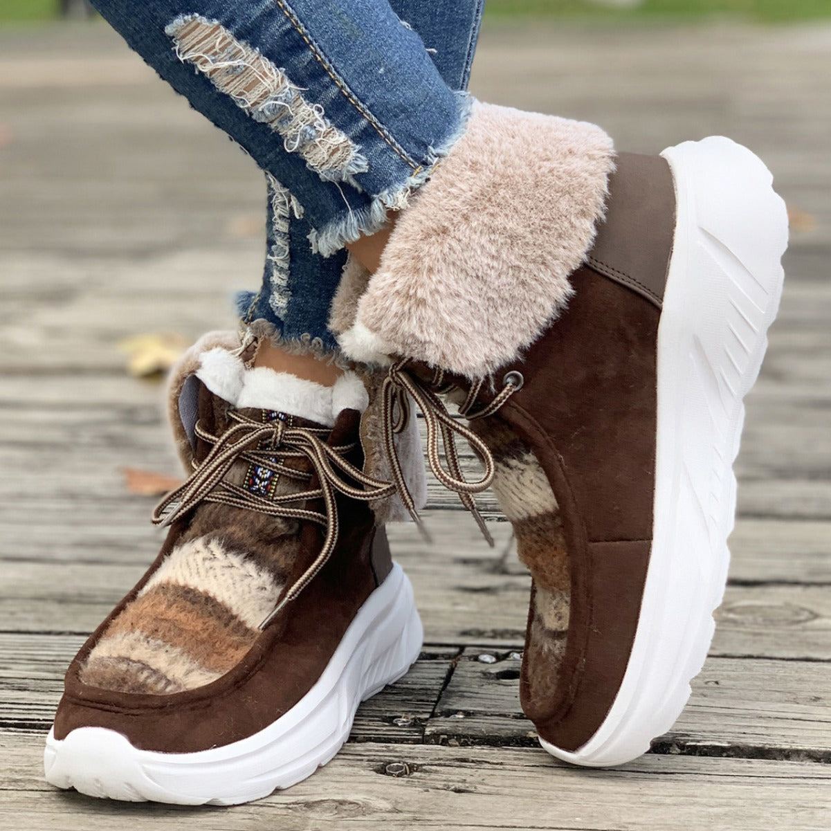 Bottes d'Hiver Femme en Fourrure