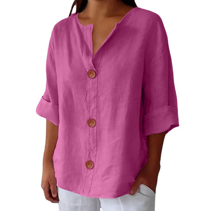 Chemise élégante à col en V et manches longues