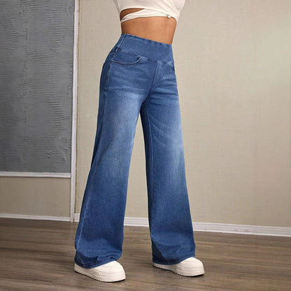 Pantalon en jean taille haute large rétro