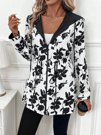 Veste à capuche réversible à fermeture éclair