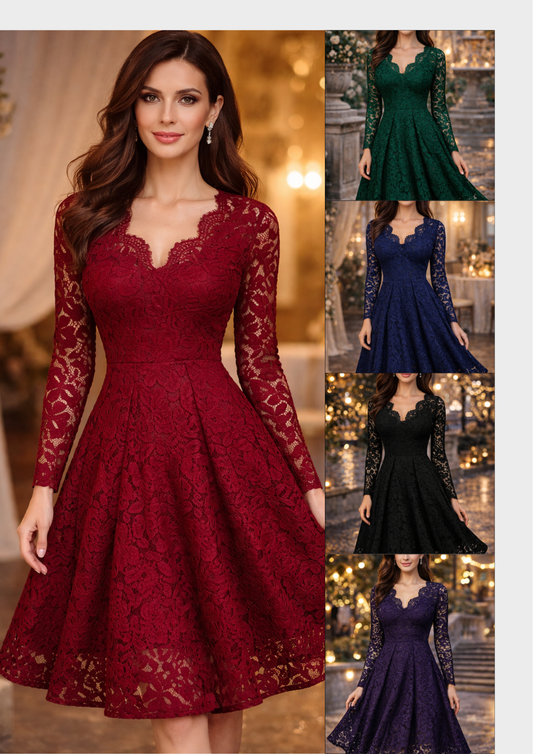 Robe Élégante en Dentelle à Col V