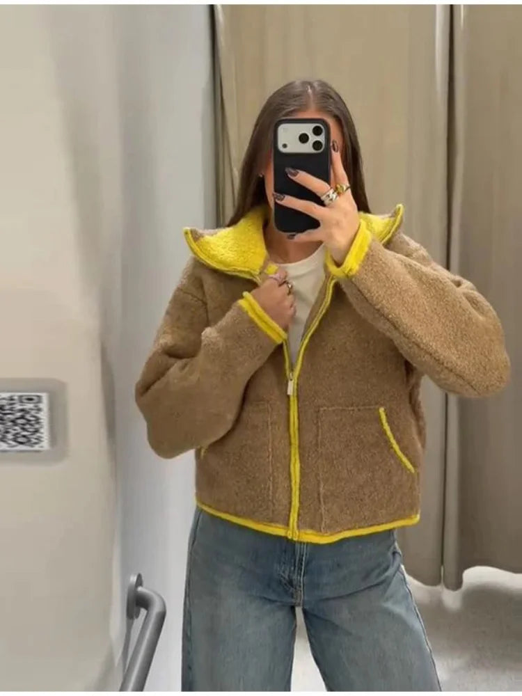 Cardigan en Tricot Élégant à Manches Longues avec Poches et Zip