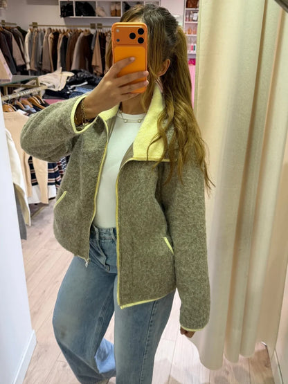 Cardigan en Tricot Élégant à Manches Longues avec Poches et Zip