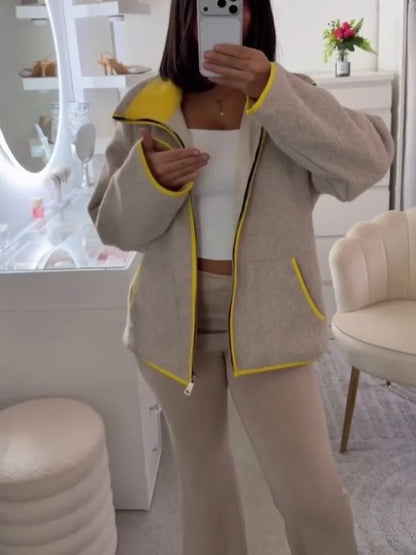 Cardigan en Tricot Élégant à Manches Longues avec Poches et Zip