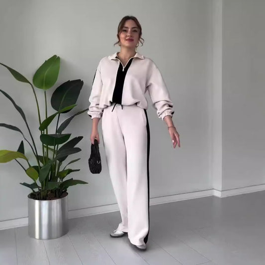 Ensemble Décontracté Femme en Maille Bicolore