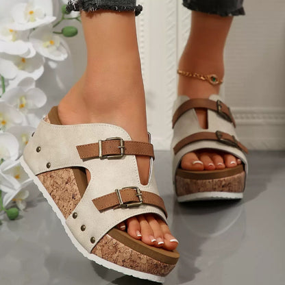 Sandales à Talons Épais Ins Buckle pour Femme