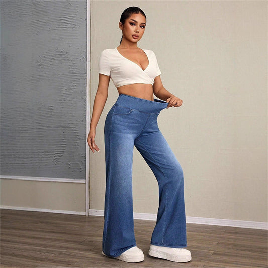 Pantalon en jean taille haute large rétro