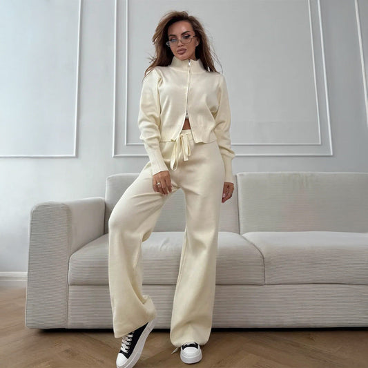 Ensemble Tricot Élégant avec Fermeture Éclair - Style Raffiné