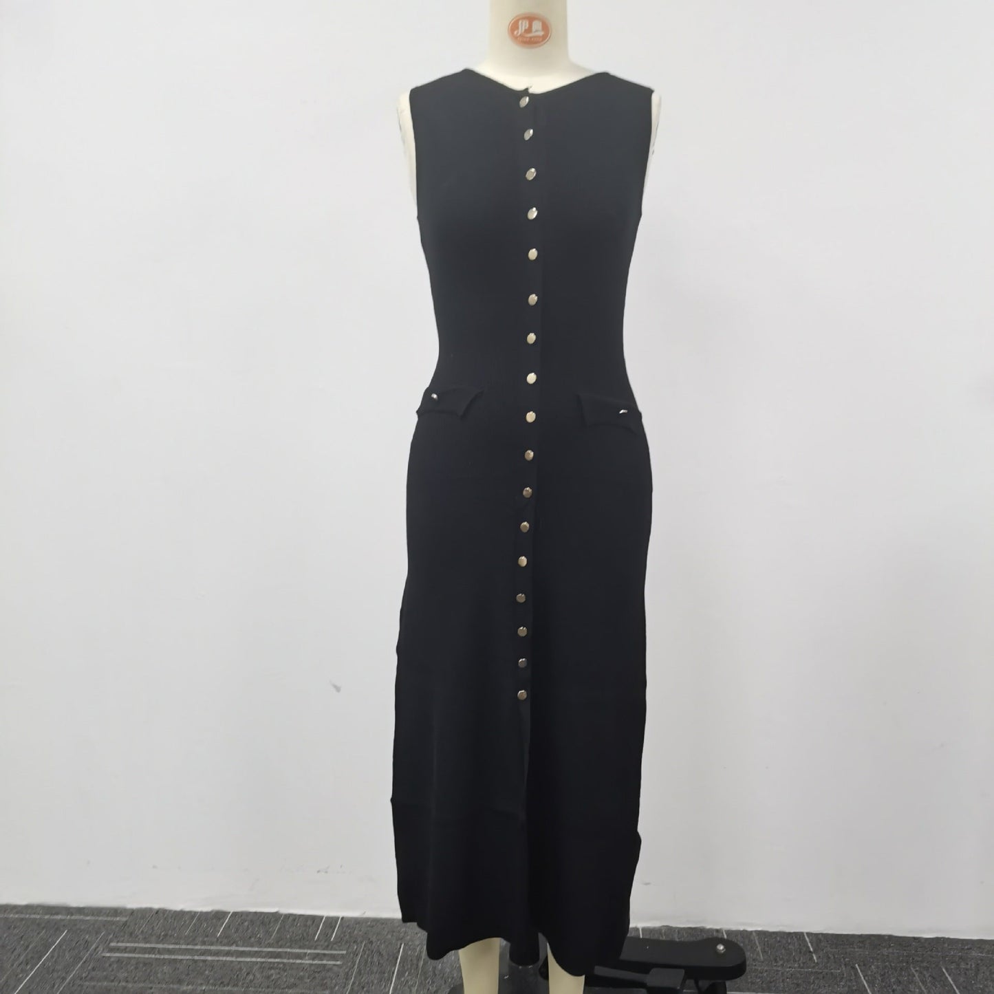 Robe Tricot Longue Élégante Sans Manches