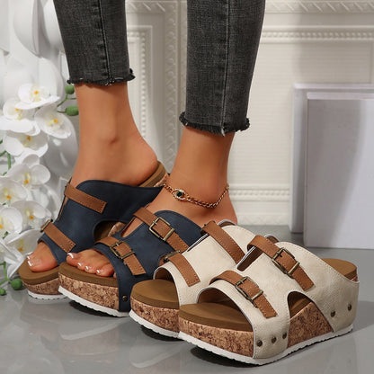 Sandales à Talons Épais Ins Buckle pour Femme
