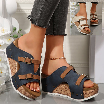Sandales à Talons Épais Ins Buckle pour Femme