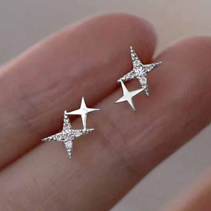 Boucles d'Oreilles Étoile en Argent et Or