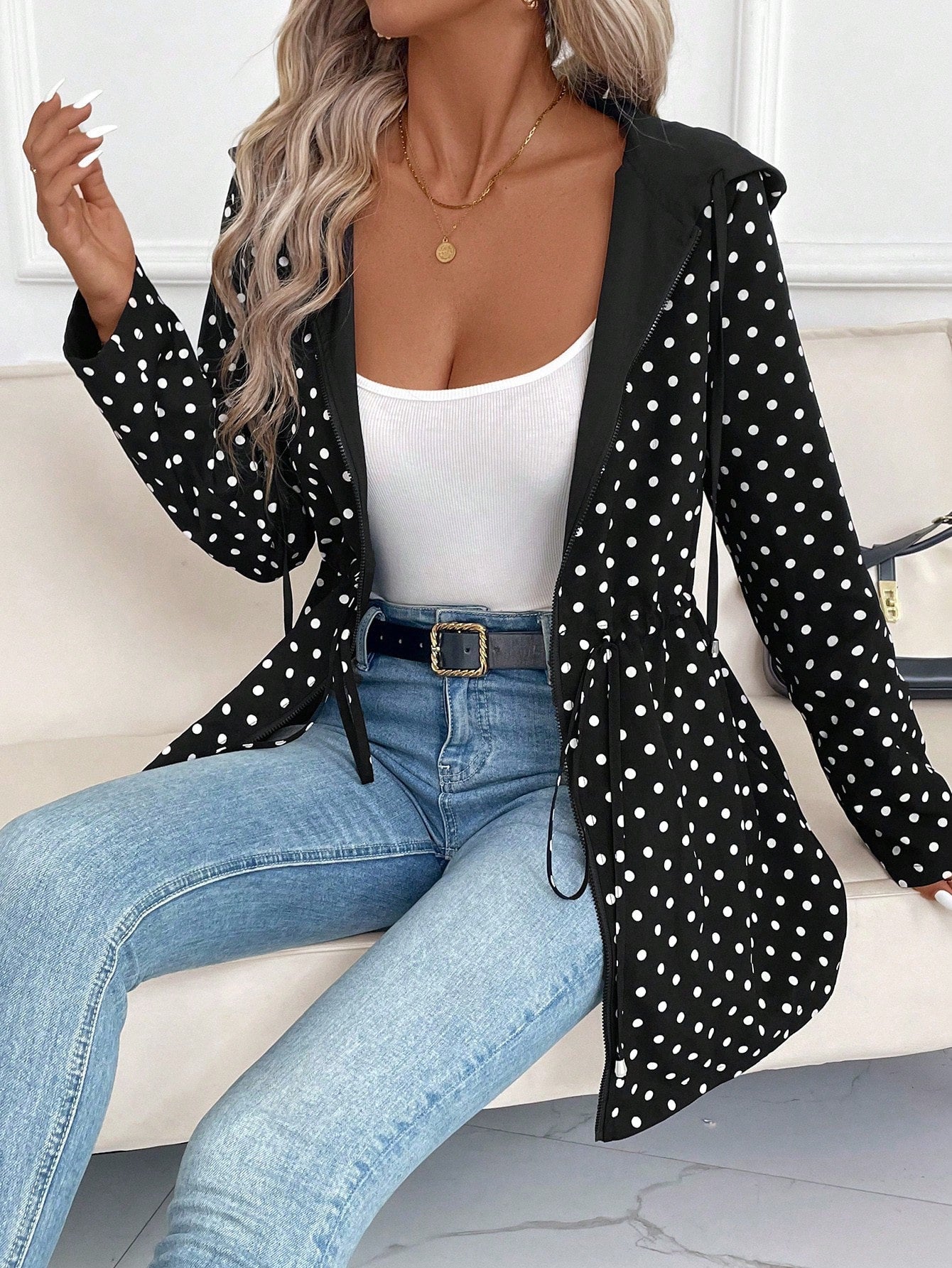 Veste à capuche réversible à fermeture éclair