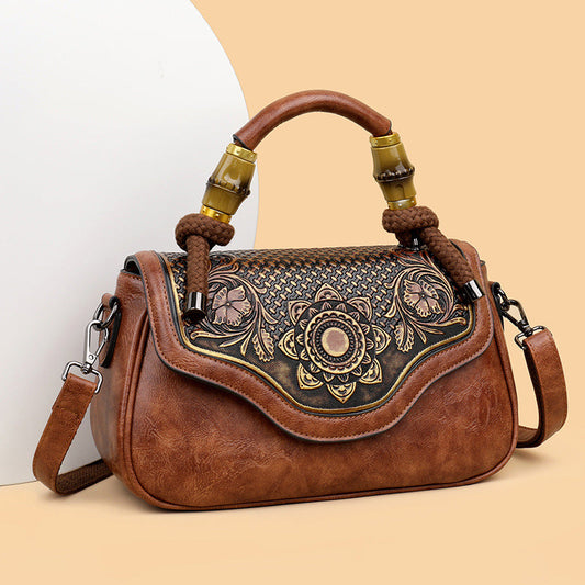 Sac Bandoulière en Cuir Gaufré Artisanale