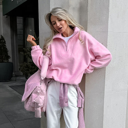 Sweatshirt en polaire berbère à pull ample pour femmes
